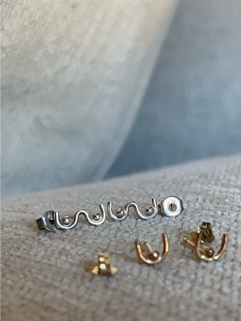 Sterling Silver & Gold-Plated Sterling Boob Earring Studs – 2 Pairs